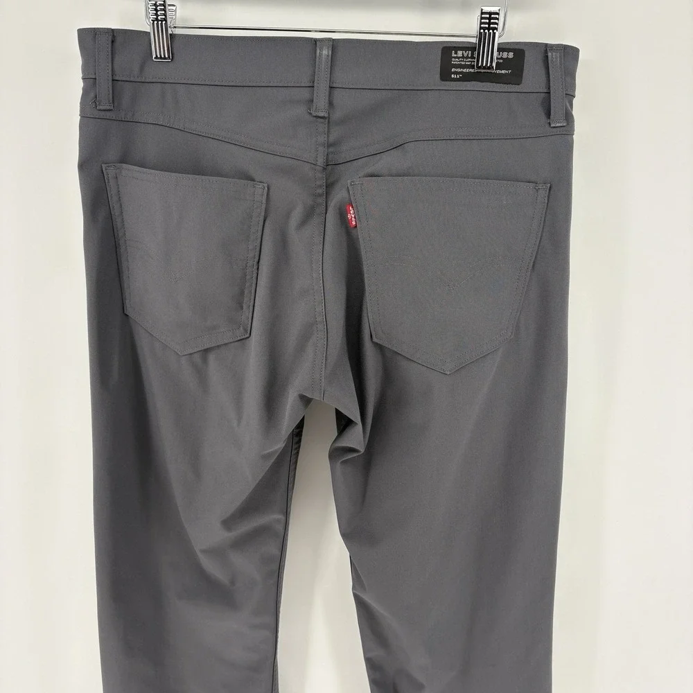 Levi's 511 Slim Tech Five Pocket Pants Mid Rise Stretch Gray UPF 50+ Men 33X32